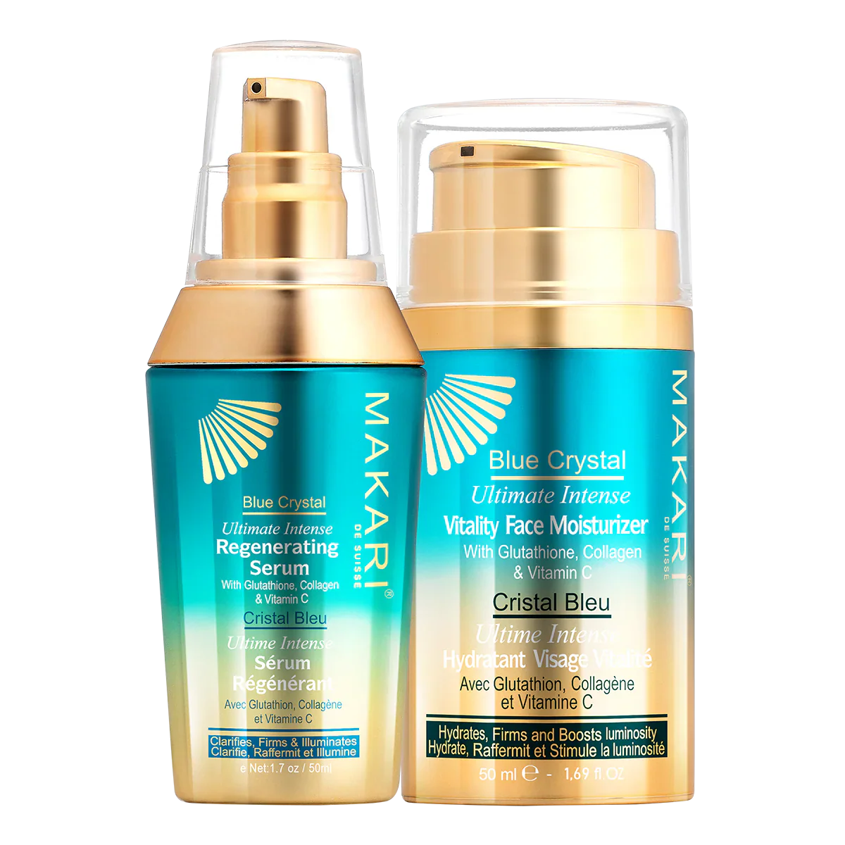 Makari Blue Crystal Serum and Moisturiser Duo